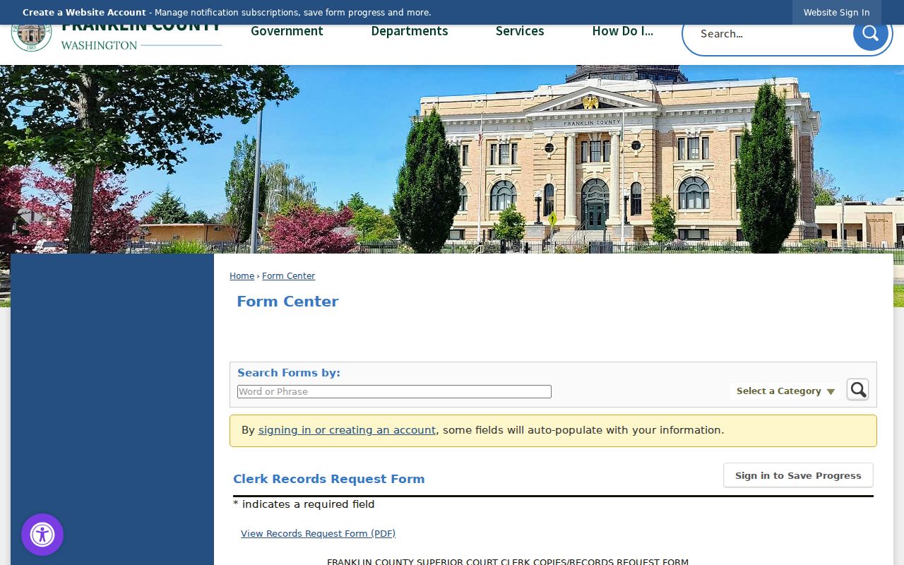 Franklin County court case electronic records request form