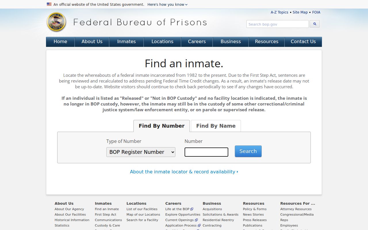 Kahlotus federal criminal custody search through Bureau of Prisons