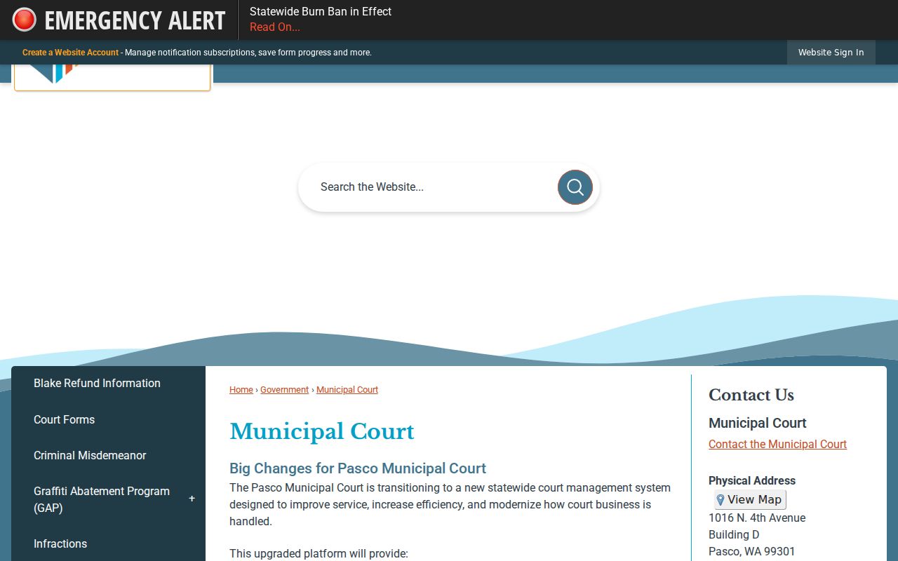 Pasco criminal records at Municipal Court