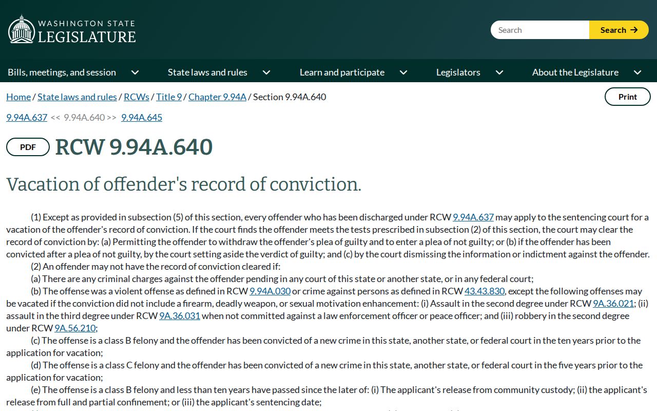 Franklin County sex offender lookup and felony vacation statute