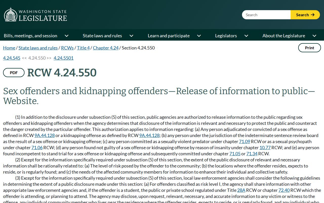Franklin County sex offender public disclosure law