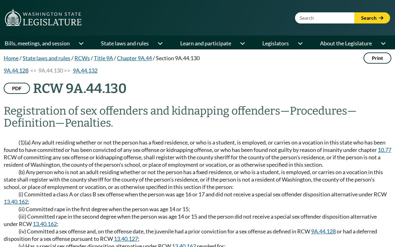Franklin County sex offender registration statute page